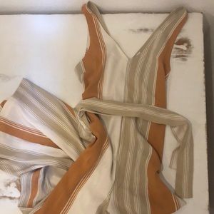 Wide Leg Orange Beige striped jumpsuit